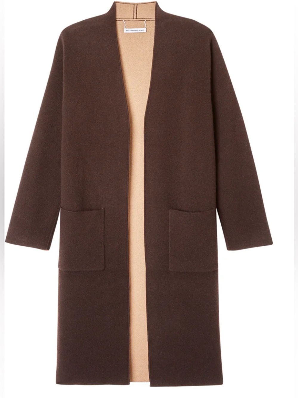 The Cashmere Project Reversible Double Knit Cashmere Duster espresso brown NWT